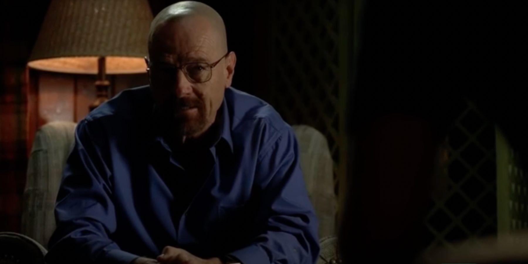 Walter White sits in his lounge room, telling Jesse about how he sold his share in Gray Matter.