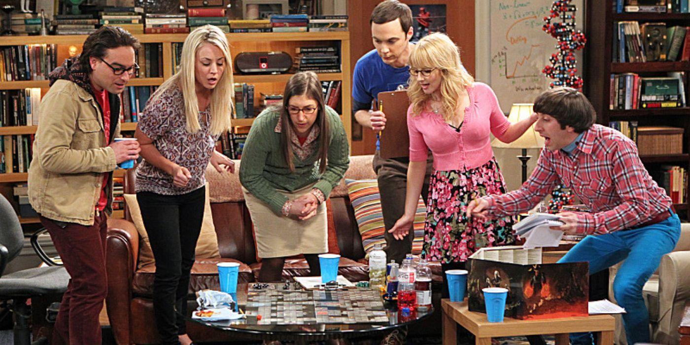 The gang playing a rousing game of D&D in The Big Bang Theory